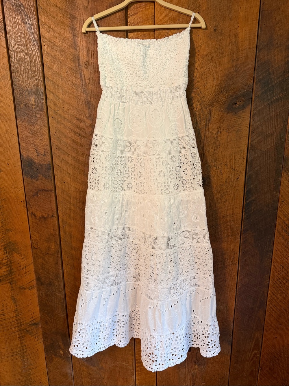 Temptation Positano Tahina Eyelet Maxi Dress White Small Romantic Italy Boho S